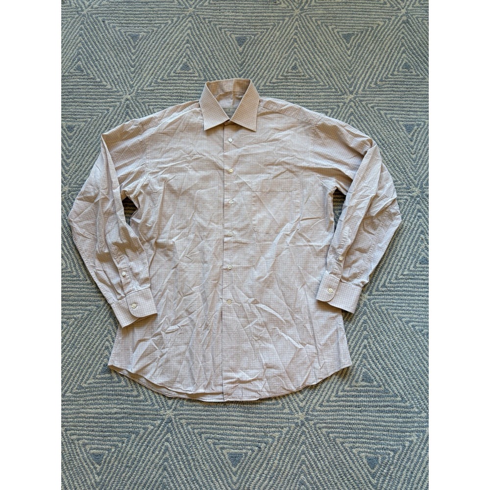 Ermenegildo Zenga Long Sleeve Button Shirt - Orange/Gray - 40 15.5 - Picture 1 of 5
